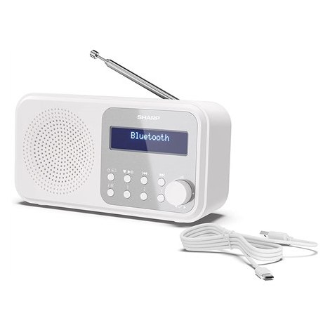 Sharp DR-P420(WH) Tokyo Portable Digital Radio, FM/DAB/DAB+, Bluetooth 5.0, USB or Battery Powered, Snowy White Sharp | White | - 4